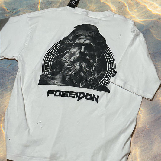 POSEIDON Playera Oversize Dios Griego Blanca